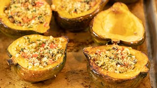 Mediterranean Stuffed Acorn Squash Thanksgiving Sides [upl. by Aratnahs]