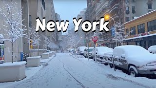 Heavy Snowfall Walking Tour Manhattan New York Snowstorm 4k Video [upl. by Anelej224]