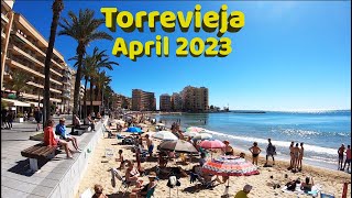 Torrevieja Costa Blanca Spain Palm Sunday Midday Promenade and Beach Walking Tour 🇪🇸 [upl. by Yrffej]