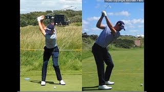 Justin Thomas golf swing  Long Iron faceon amp downtheline July 2017 [upl. by Noit]