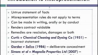 Misrepresentation Lecture 1 of 4 [upl. by Valda]