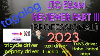 LTO EXAM REVIEWER III 2023 TAGALOG PROFESSIONAL [upl. by Georgeta]