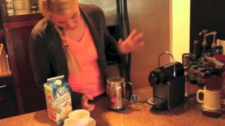 Nespresso Aeroccino Plus Frother Review Frothing Almond Milk [upl. by Nylrad]